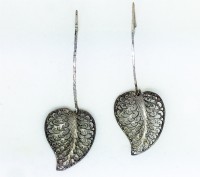 Silver leaf Yemenite earrings