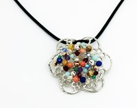 Multi-colored lace flower necklace